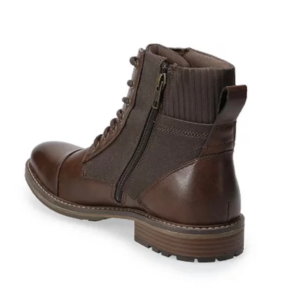 Sonoma Simon Ankle Boots Men's Size 11 Brown Lace Up Side Zipper - Picture 3 of 4